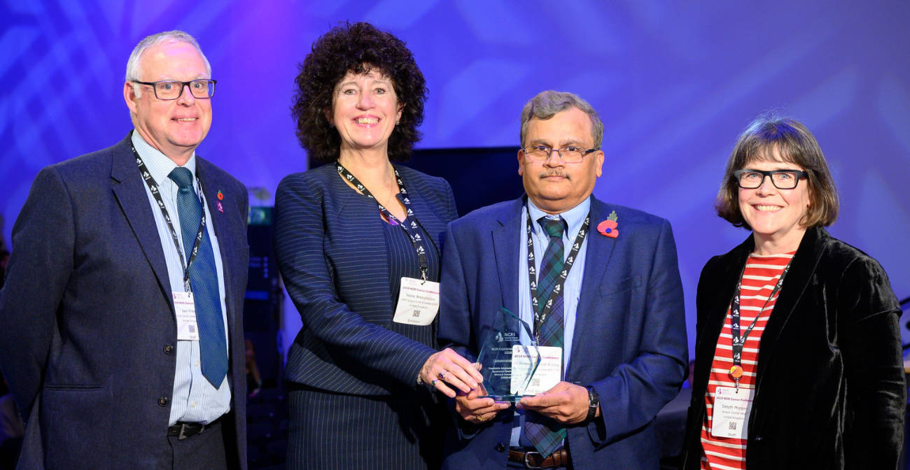 Dr Ramesh Bulusu and Jayne Bressington receive the 2019 National Cancer Research Institute's Collaboration Excellence Award